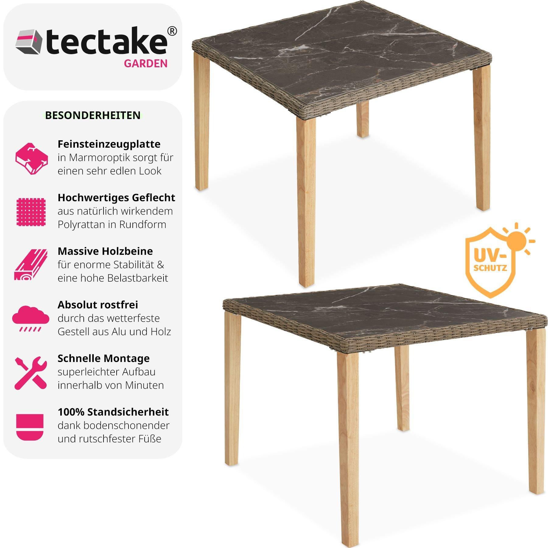 Tectake Rattan Tisch Tarent 93,5x93,5x75cm  