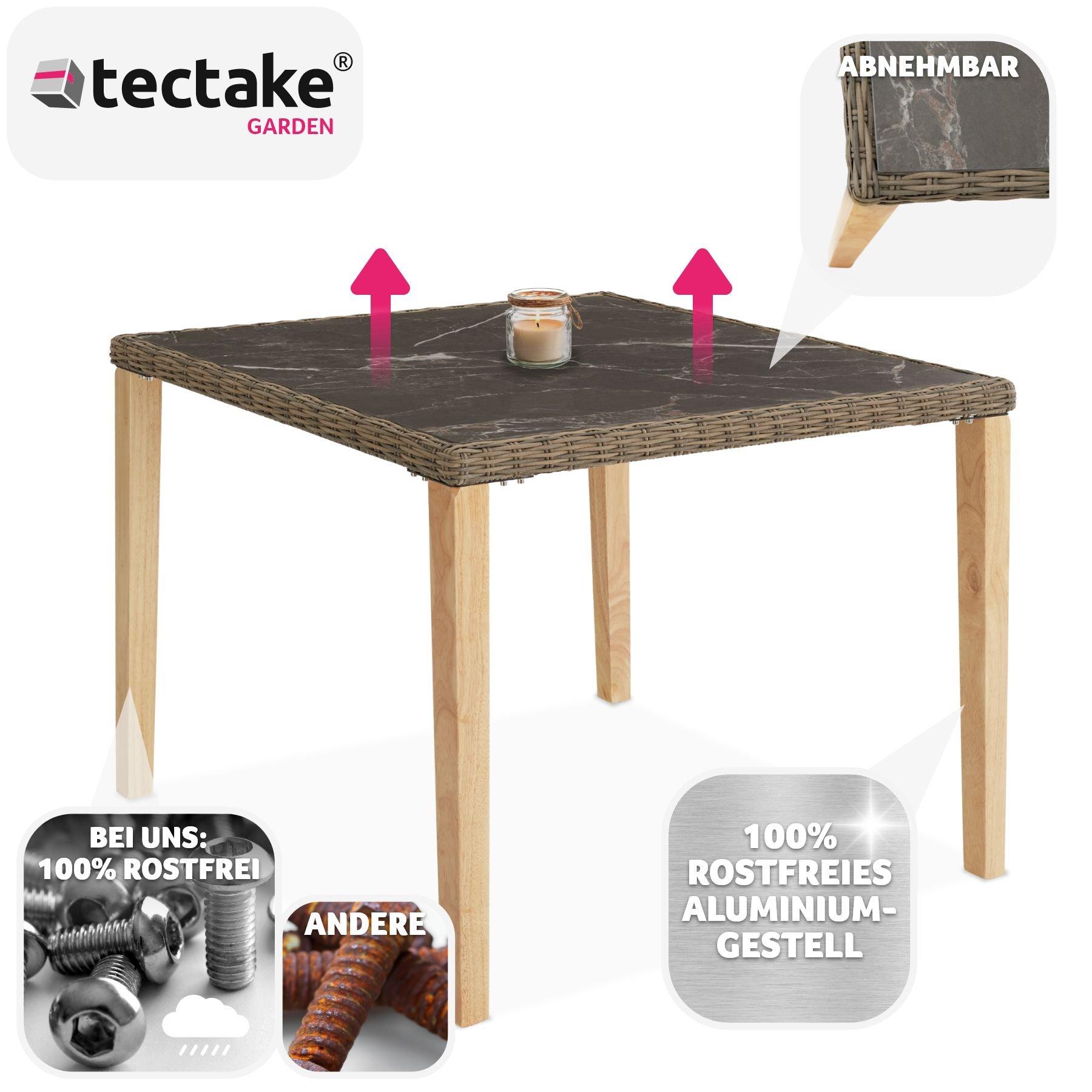 Tectake Rattan Tisch Tarent 93,5x93,5x75cm  