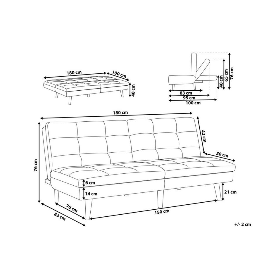 Beliani Schlafsofa aus Stoff Retro RONNE  