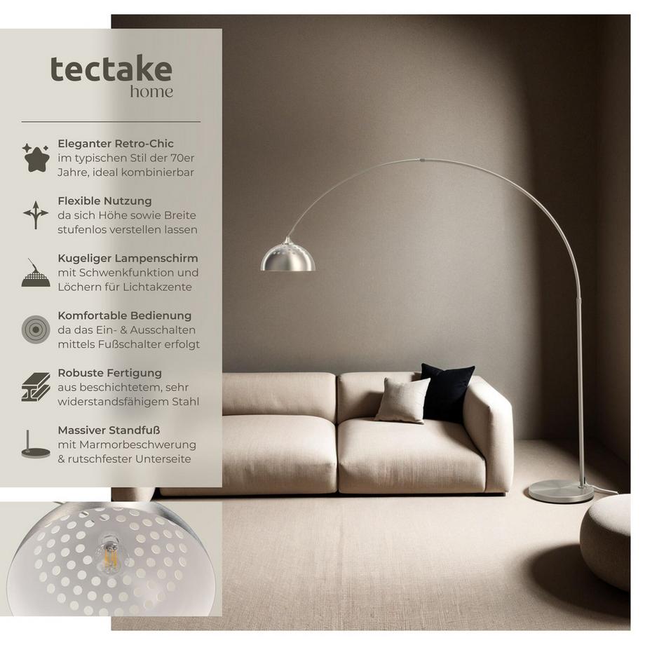 Tectake  Lampe arquée sur pied ARCUS style rétro des années 70 