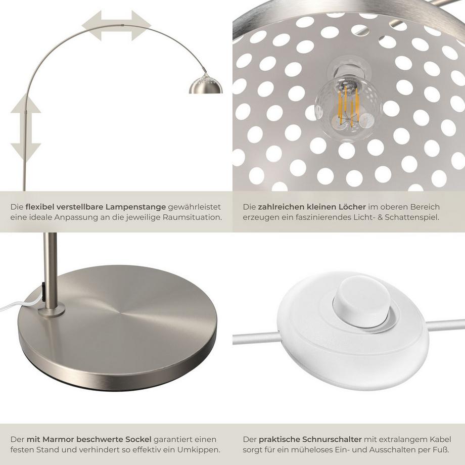 Tectake  Lampe arquée sur pied ARCUS style rétro des années 70 