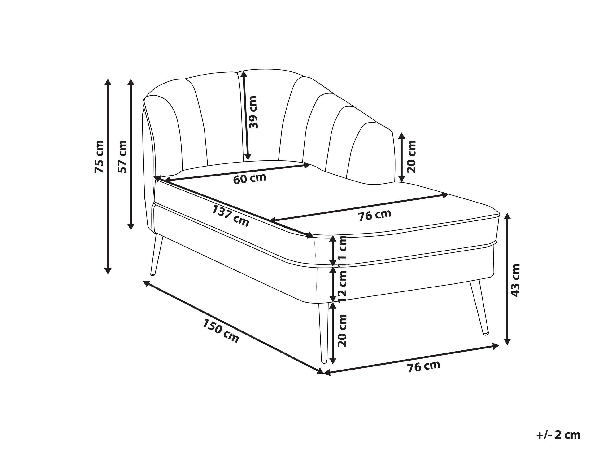 Beliani Chaise longue en Velluto Glamour ALLIER  