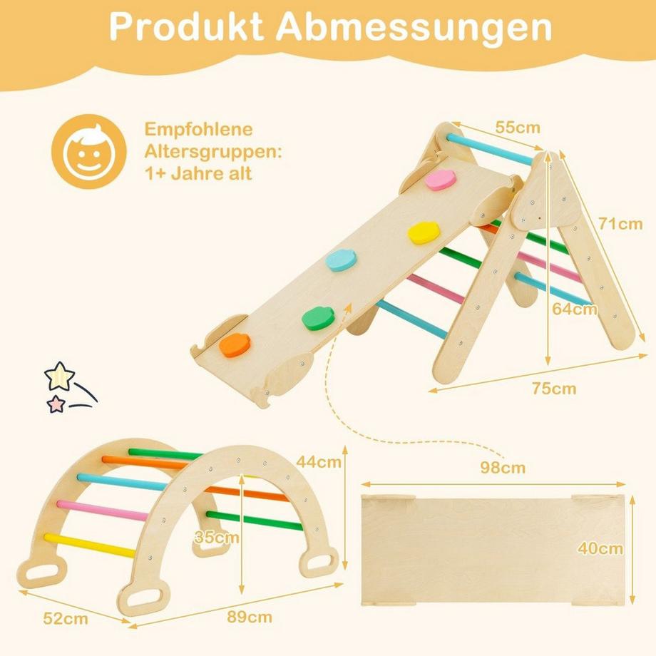 Northio  Set giocattolo da arrampicata triangolare in legno per bambini piccoli con triangolo da arrampicata colorato 