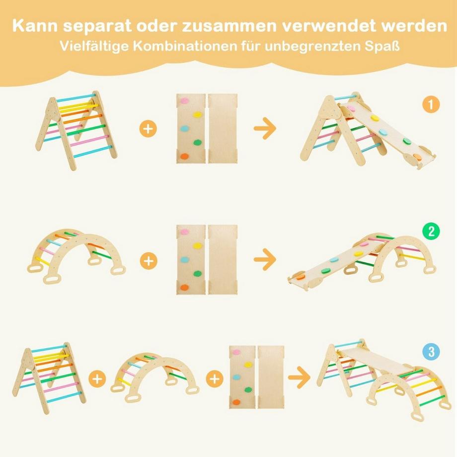 Northio  Set giocattolo da arrampicata triangolare in legno per bambini piccoli con triangolo da arrampicata colorato 