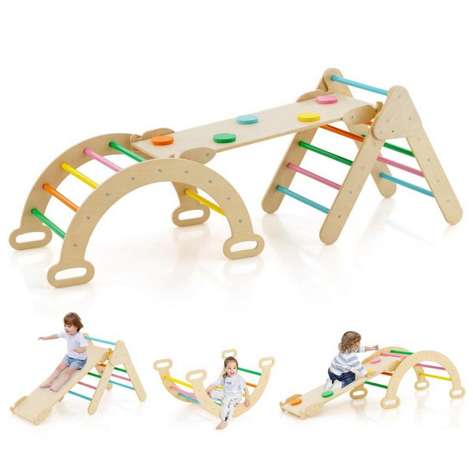 Northio  Set giocattolo da arrampicata triangolare in legno per bambini piccoli con triangolo da arrampicata colorato 