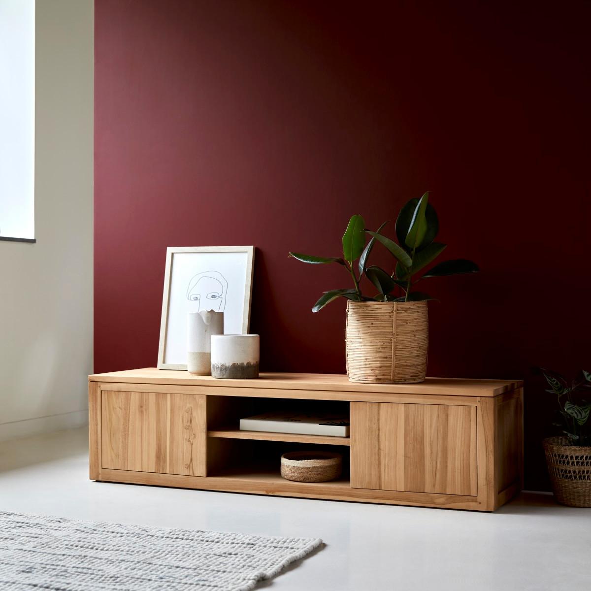 Tikamoon TV Schrank aus massivem Teak 140cm Basil  