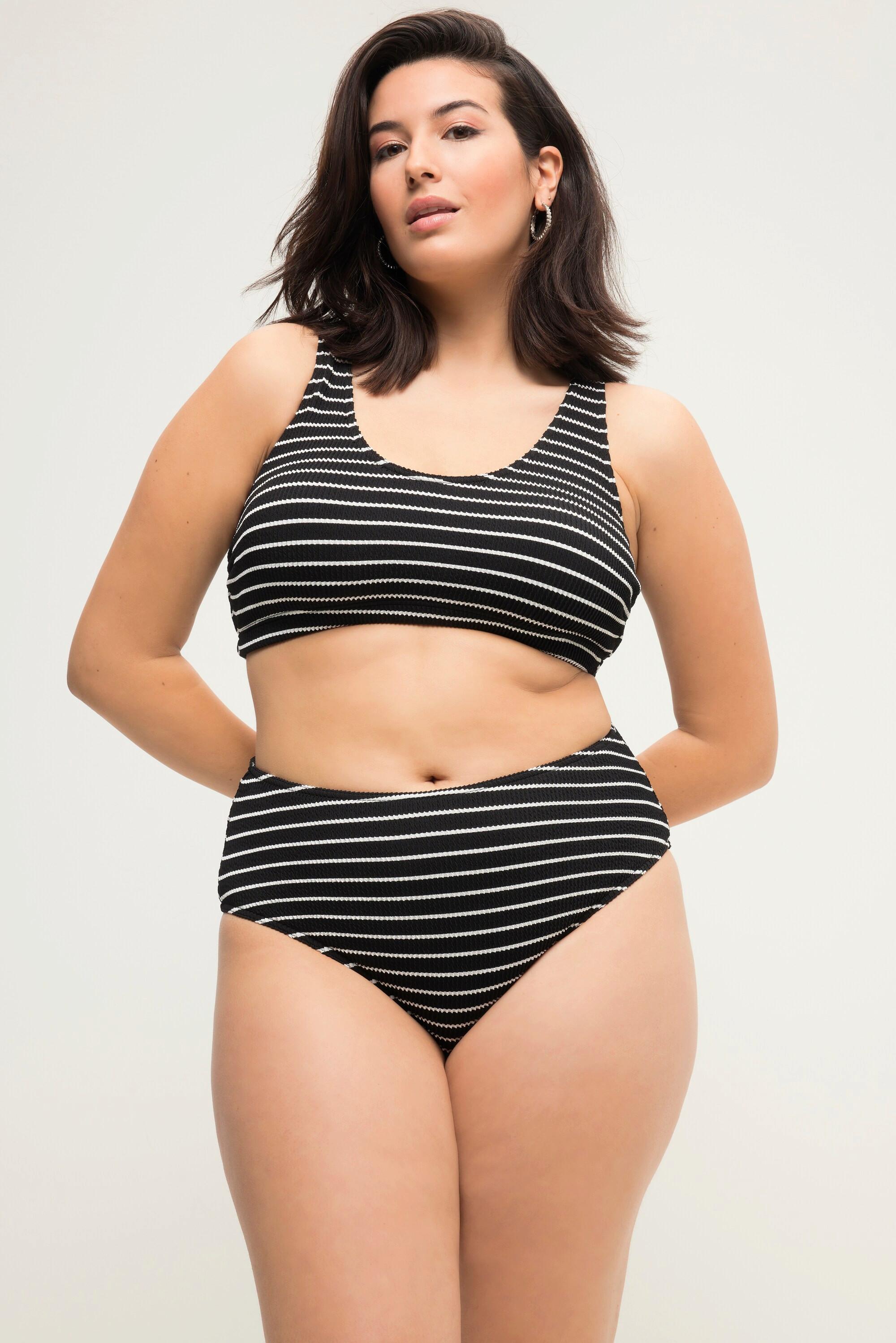 Studio Untold  Culotte de bikini à taille haute, rayures et matière avec part de stretch 