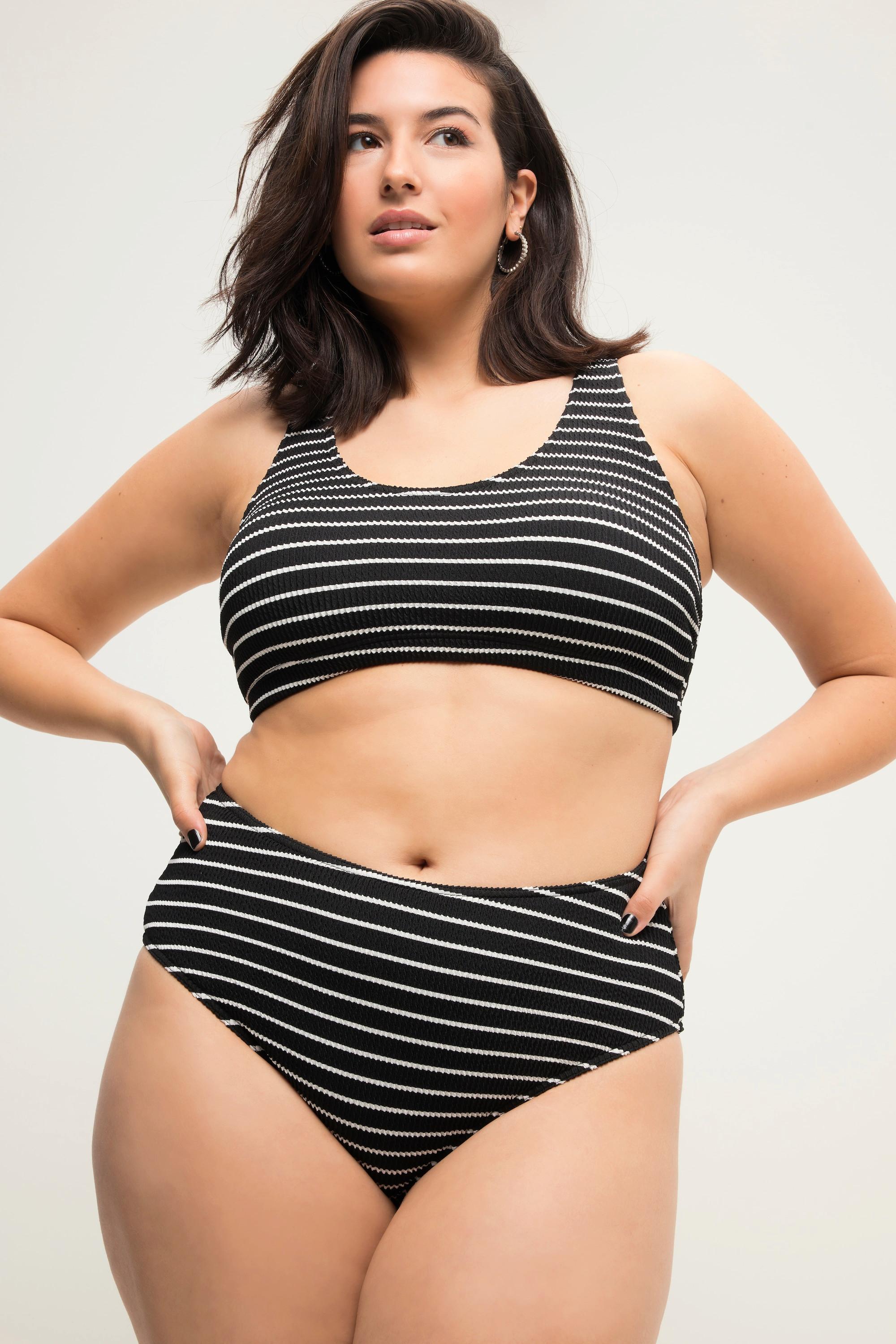 Studio Untold  Culotte de bikini à taille haute, rayures et matière avec part de stretch 