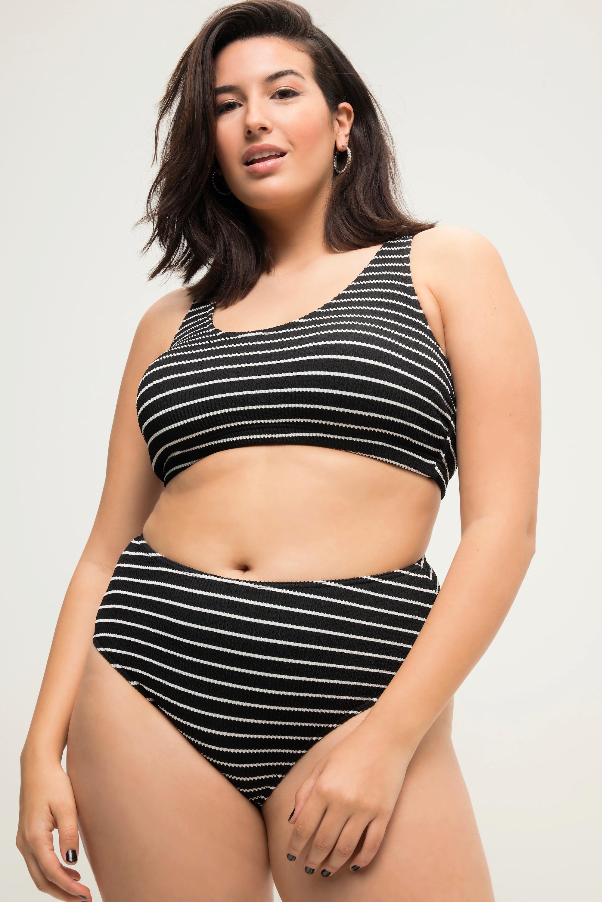 Studio Untold  Culotte de bikini à taille haute, rayures et matière avec part de stretch 