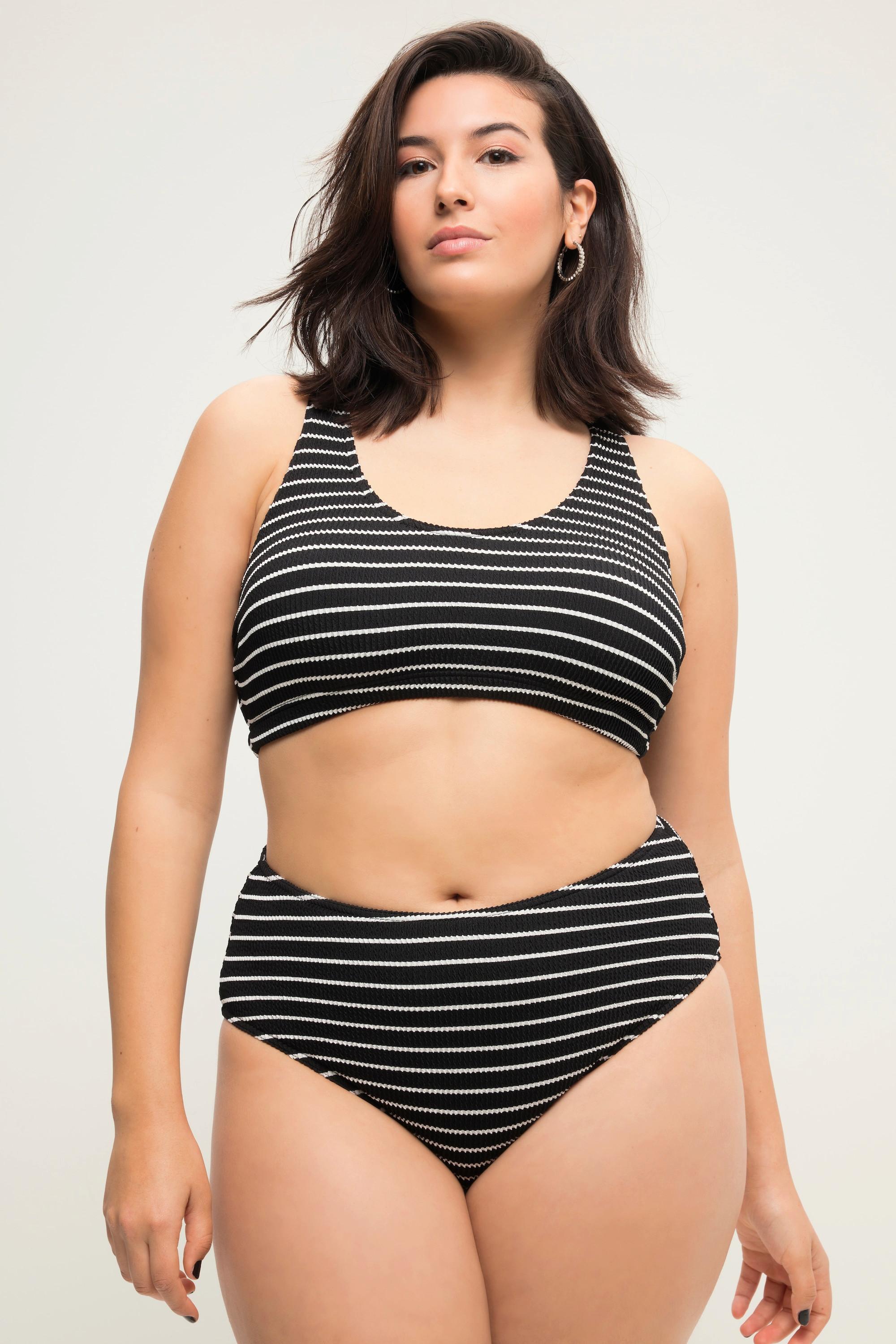 Studio Untold  Culotte de bikini à taille haute, rayures et matière avec part de stretch 