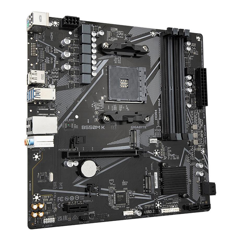 Gigabyte  B550M K Scheda madre - CPU AMD Ryzen 5000, fino a 4733 MHz DDR4, 1xPCIe 4.0 + 1xPCIe 3.0 M.2, LAN 1GbE, USB 3.2 Gen 1 