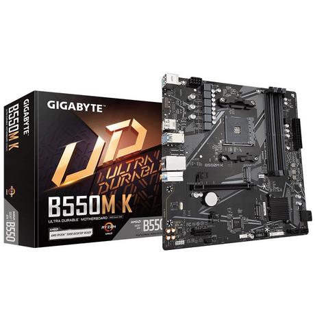 Gigabyte  B550M K Mainboard – AMD Ryzen 5000 CPUs, bis zu 4733 MHz DDR4, 1xPCIe 4.0 + 1xPCIe 3.0 M.2, 1GbE LAN, USB 3.2 Gen 1 