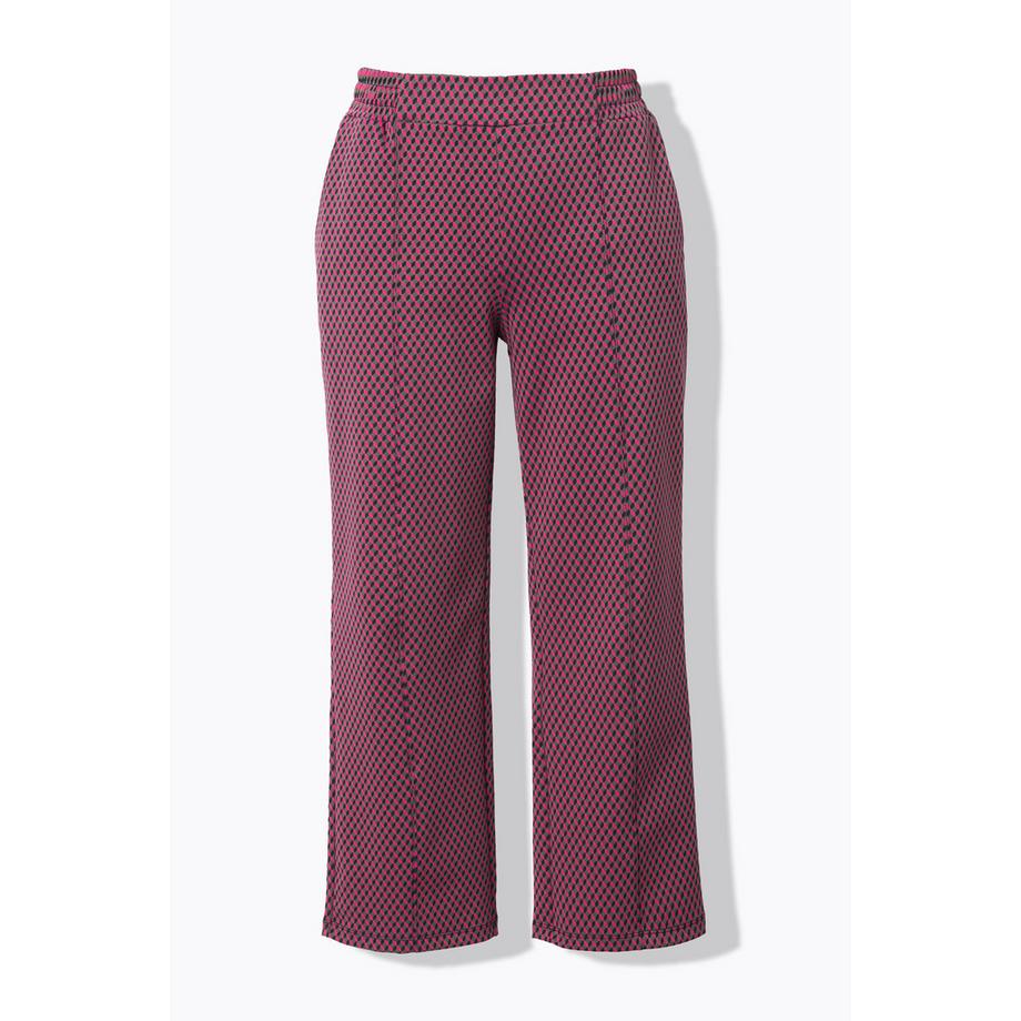 Ulla Popken Pantalon Jacquard Jambe Droite Ceinture Élastique  