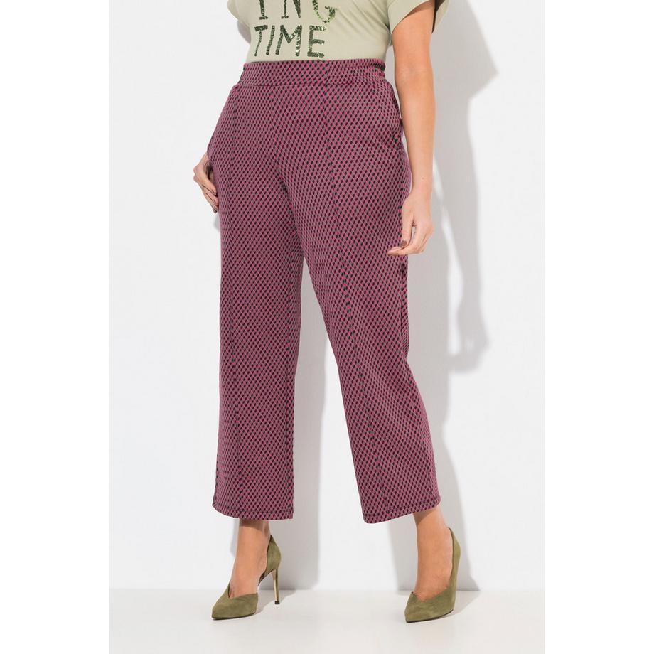 Ulla Popken Pantalon Jacquard Jambe Droite Ceinture Élastique  