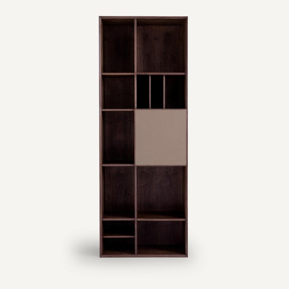 AM.PM Bücherregal mit Walnussfurnier und Ledertür  