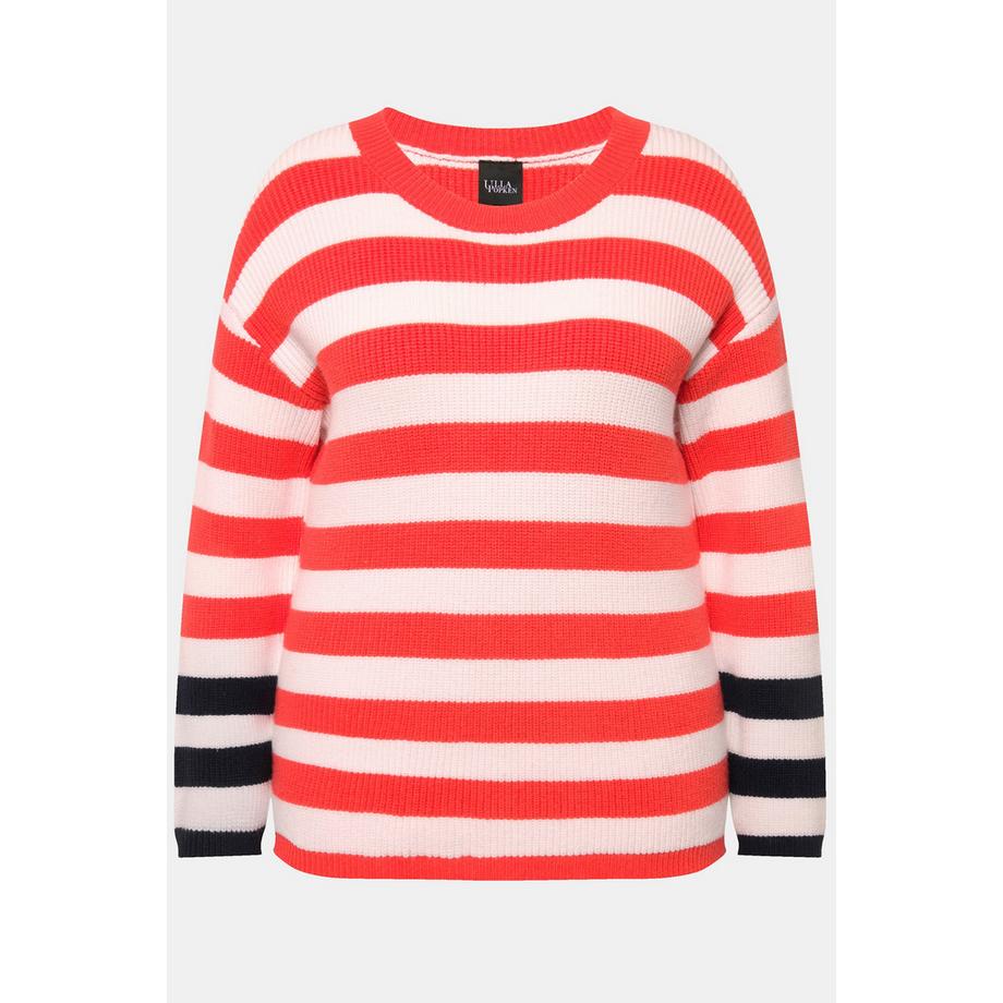 Ulla Popken Ringel Rundhals Langarm Pullover  