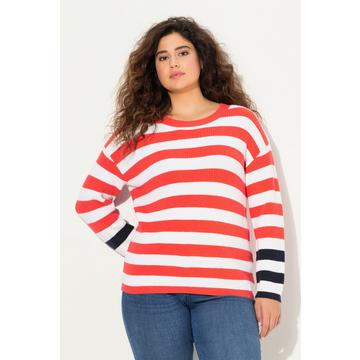 Maglione con righe, scollo a girocollo e maniche lunghe