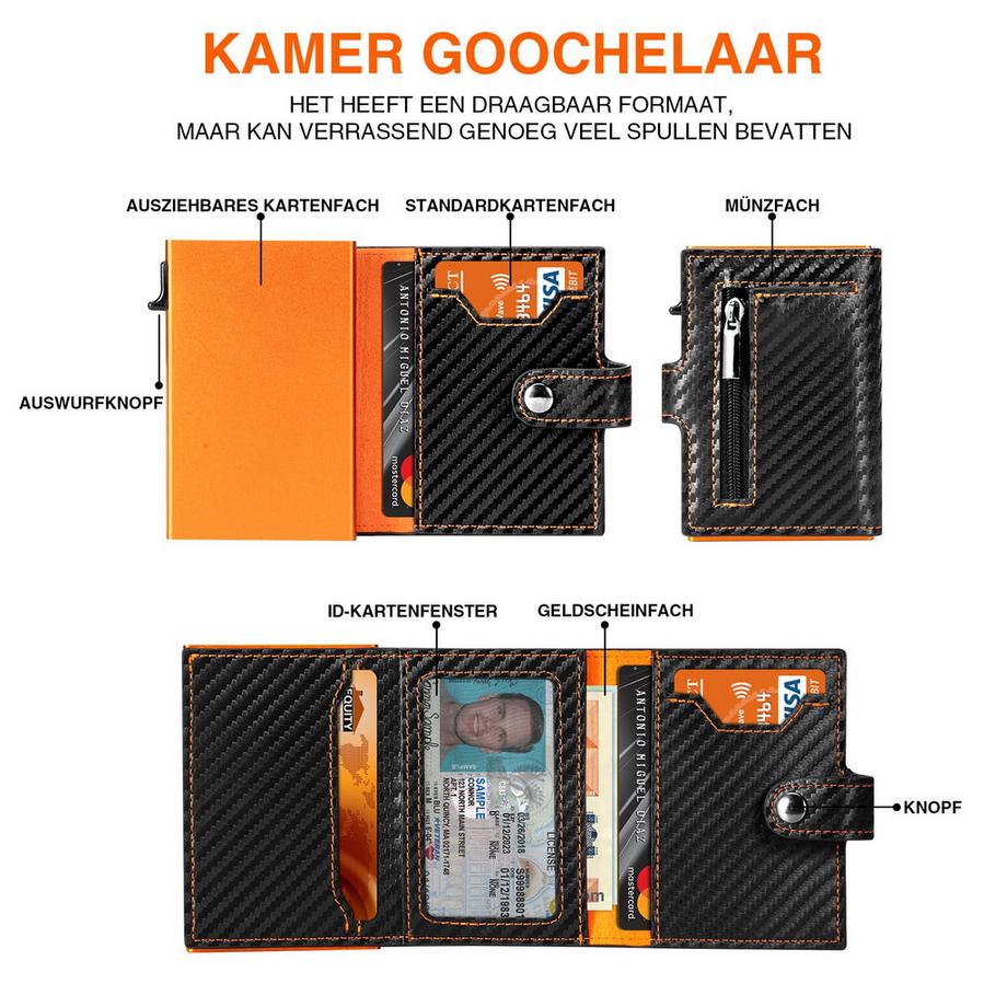 Only-bags.store Portafoglio Sottile Motivo Fibra di Carbonio Protezione RFID Portamonete  