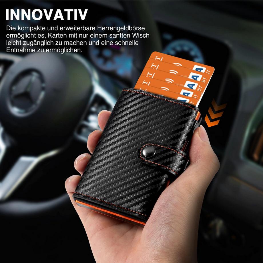 Only-bags.store Portafoglio Sottile Motivo Fibra di Carbonio Protezione RFID Portamonete  