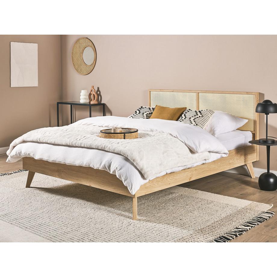 Beliani Lit à lattes en Rotin Boho MONPAZIER  