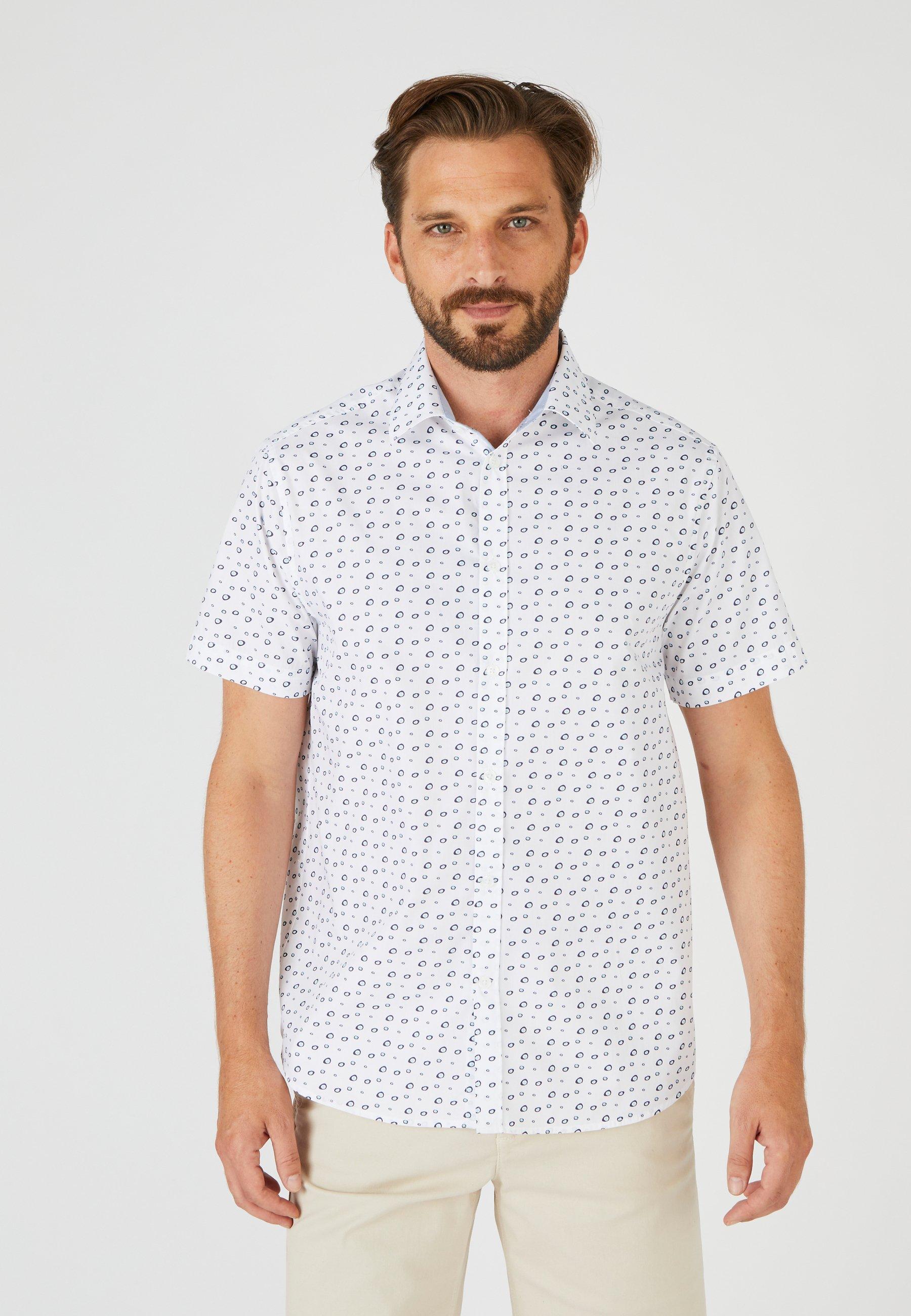 Image of Bedrucktes Hemd Aus Reiner Baumwolle. Unisex Weiss 43/44