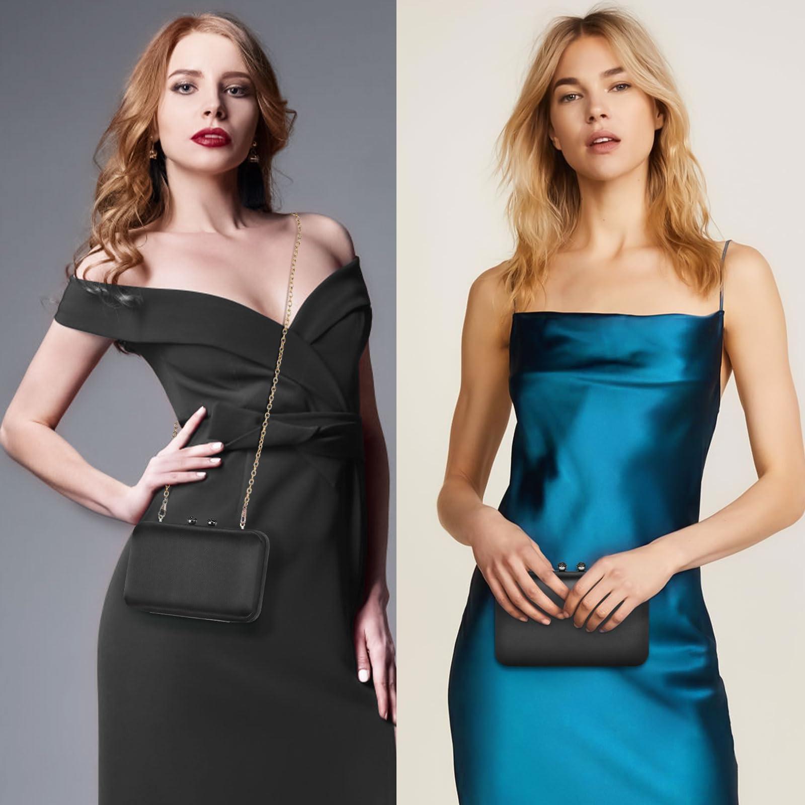 Only-bags.store Elegante Satin Abend Clutch Vintage Handtasche Retro Seidenglatte Umhängetasche  