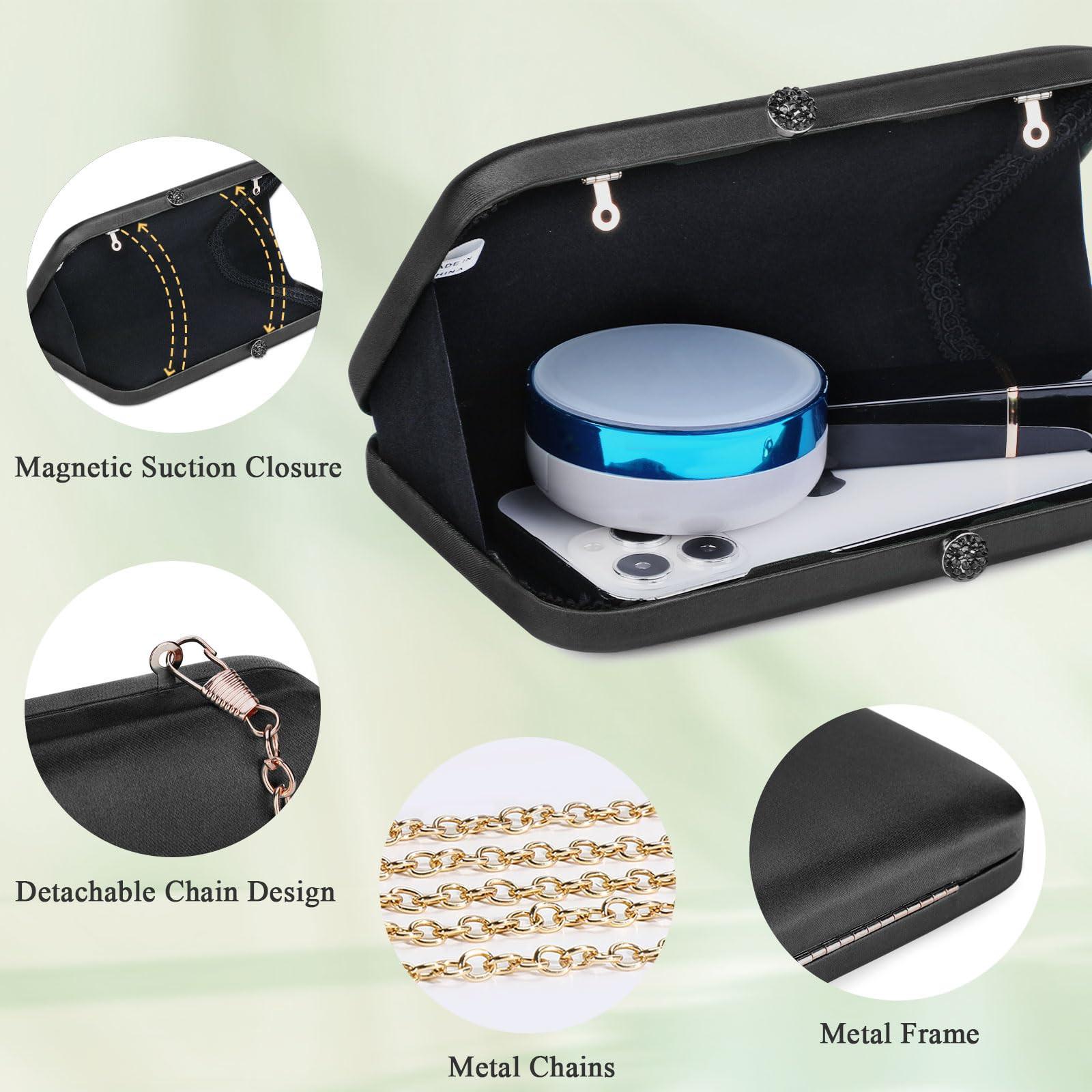 Only-bags.store Elegante Satin Abend Clutch Vintage Handtasche Retro Seidenglatte Umhängetasche  