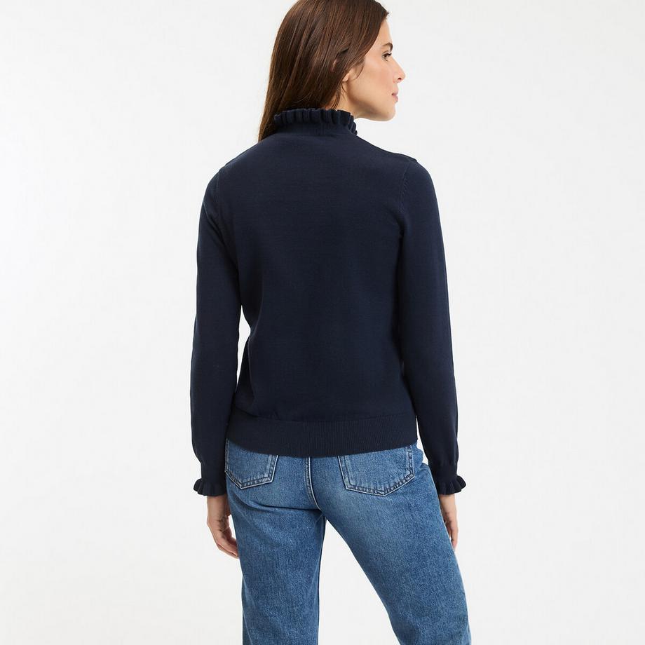 La Redoute Collections Pull Col Montant Volanté Manches Longues  