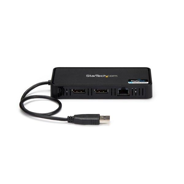 STARTECH.COM  Mini Dock USB 3.0 - Station d'Acceuil USB-A Double Écran avec Vidéo DisplayPort 4K 60Hz & Gigabit Ethernet - Câble 30 cm - Adaptateur USB 3.1 Gen 1 Type-A pour PC Portable 