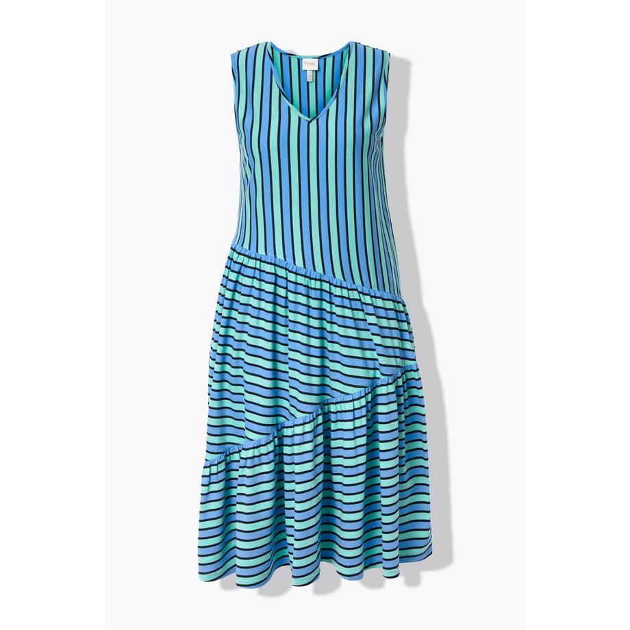 Ulla Popken Abito Midi Linea A Scollo V Senza Maniche Cotone Biologico  