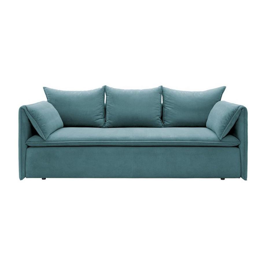 Vente-unique Sofa 3-Sitzer - Mit Schlaffunktion - Cord - Blau - TEODORA  