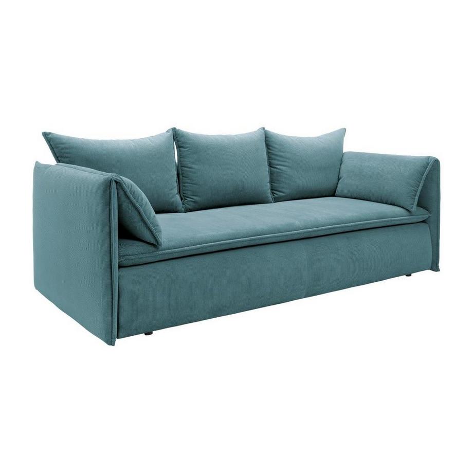 Sofa 3-Sitzer - Mit Schlaffunktion - Cord - Blau - TEODORA