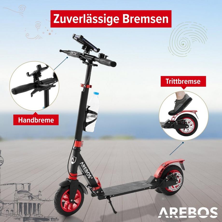 Arebos  Tretroller Scooter Kickroller Cityroller | bis 100 kg | mit Luftreifen 