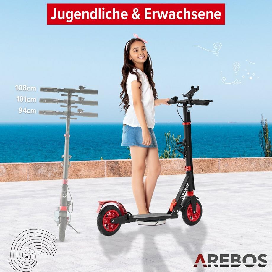 Arebos  Tretroller Scooter Kickroller Cityroller | bis 100 kg | mit Luftreifen 
