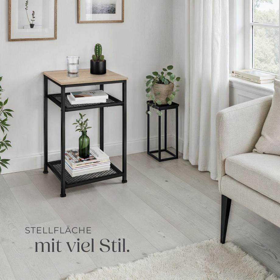 Tectake Beistelltisch York Industrial Style Holz und Stahl  