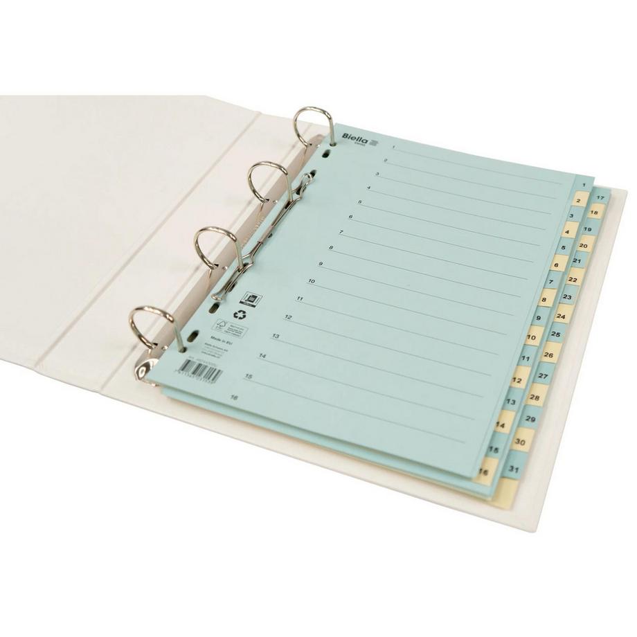 Biella BIELLA Register Karton blau/gelb A4 462443.00 1-31, 4 Loch  