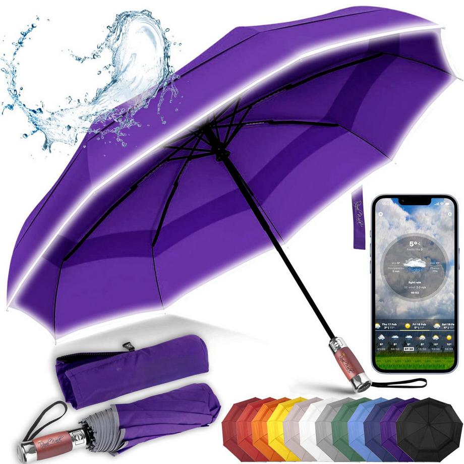 Parapluie Parapluie de poche Ouverture et fermeture automatique Double canopée coupe-vent