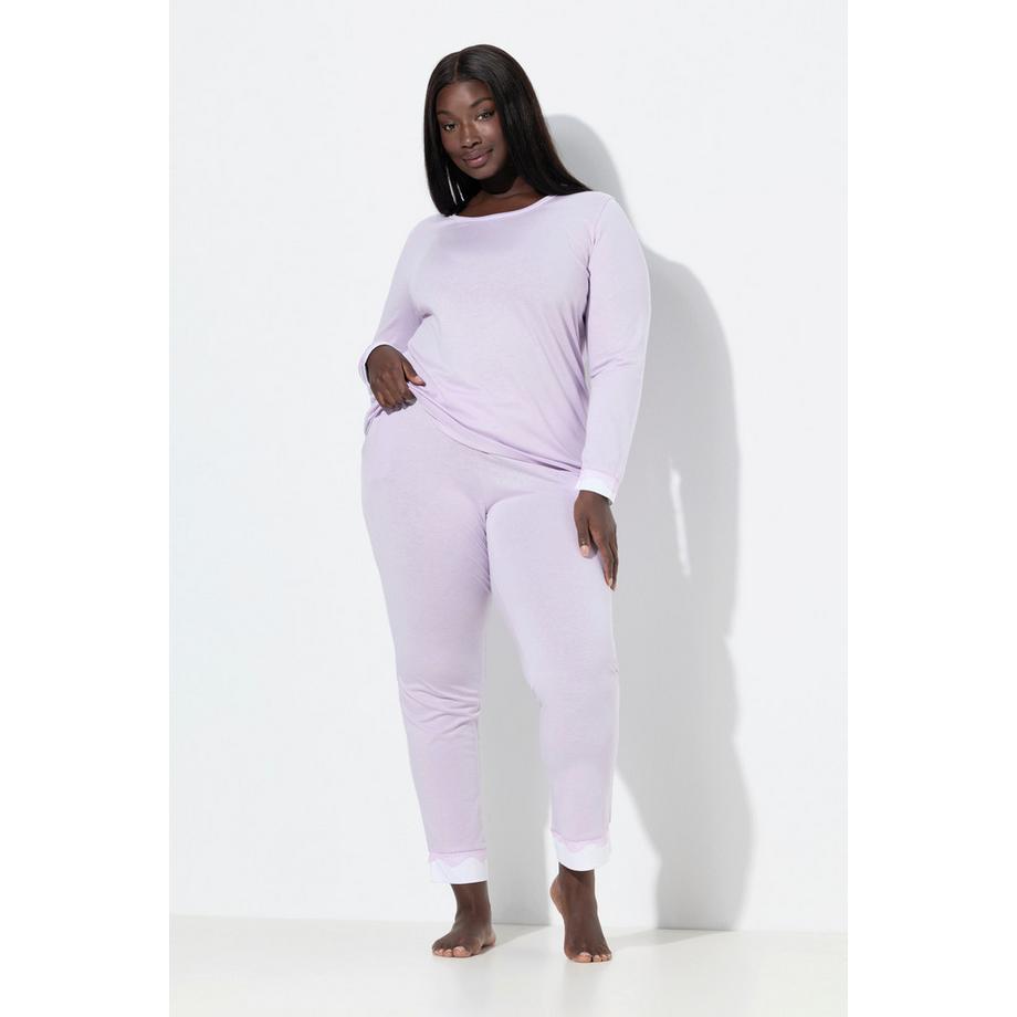 Ulla Popken Pigiama Pizzo Girocollo Maniche Lunghe  