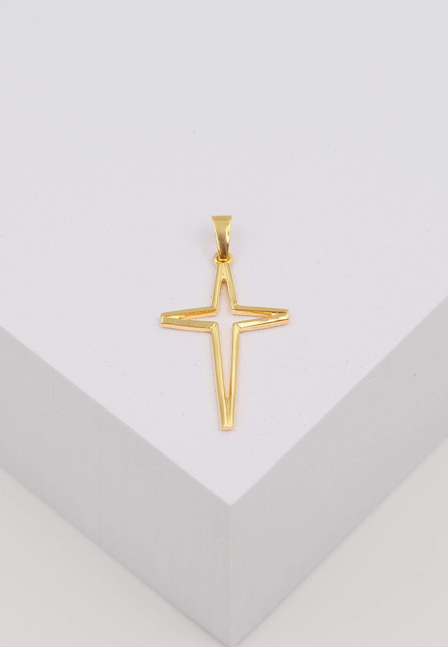 MUAU Schmuck  Anhänger Kreuz Gelbgold 750 offen 30x16mm 