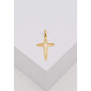 MUAU Schmuck  Anhänger Kreuz Gelbgold 750 offen 30x16mm 