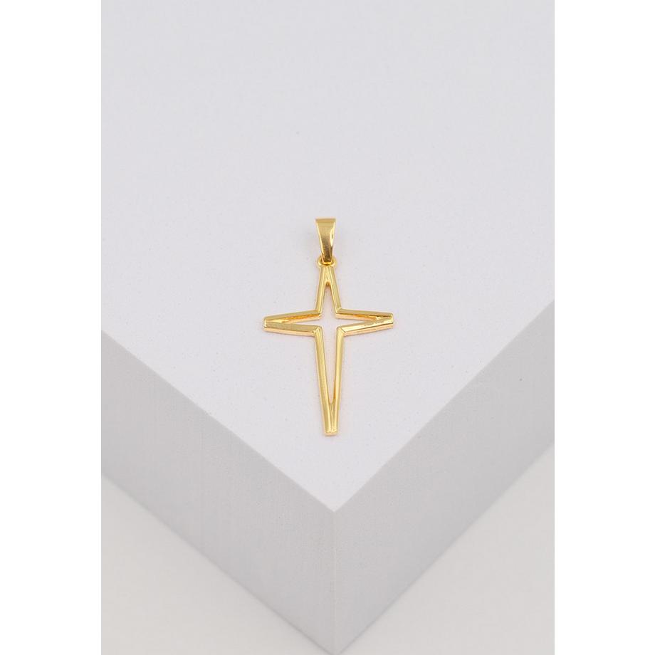 MUAU Schmuck  Anhänger Kreuz Gelbgold 750 offen 30x16mm 