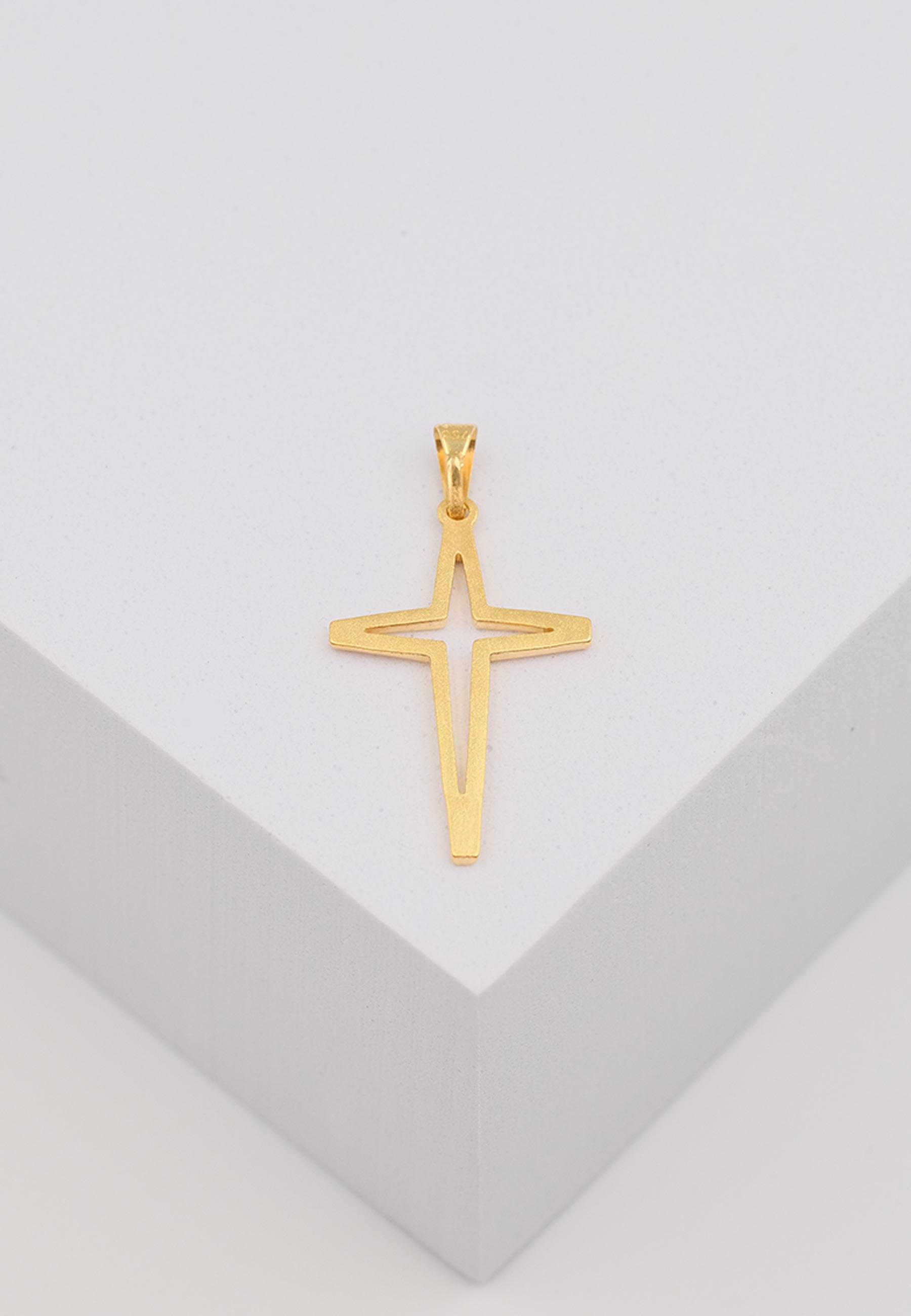 MUAU Schmuck  Anhänger Kreuz Gelbgold 750 offen 30x16mm 