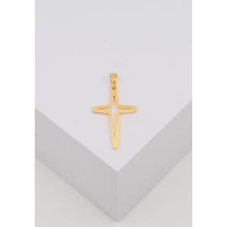 MUAU Schmuck  Anhänger Kreuz Gelbgold 750 offen 30x16mm 