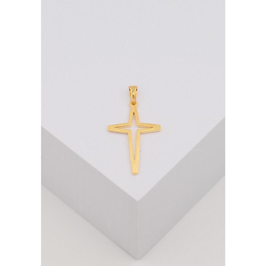 MUAU Schmuck  Anhänger Kreuz Gelbgold 750 offen 30x16mm 