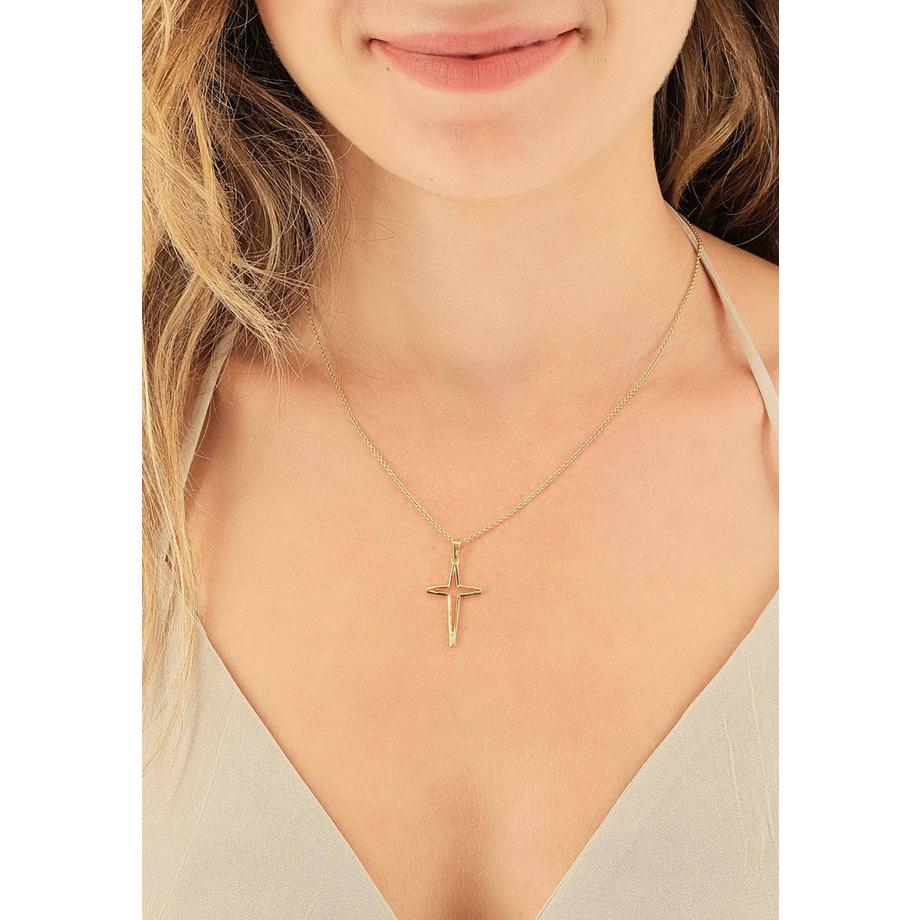 MUAU Schmuck  Anhänger Kreuz Gelbgold 750 offen 30x16mm 