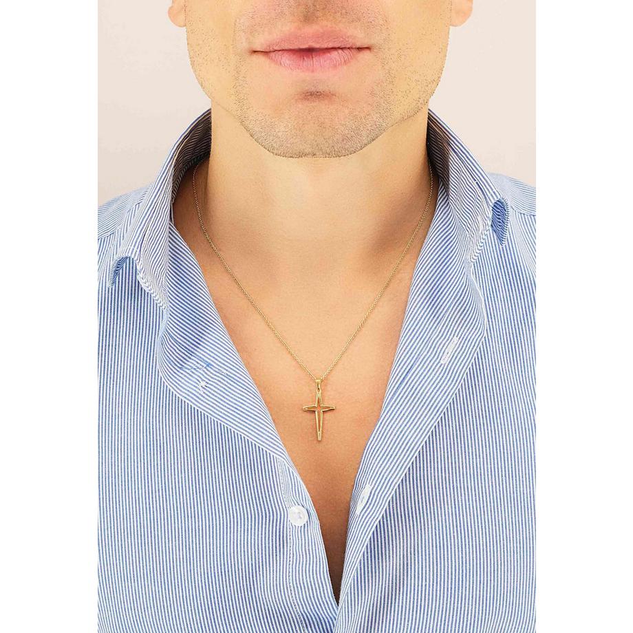 MUAU Schmuck  Anhänger Kreuz Gelbgold 750 offen 30x16mm 