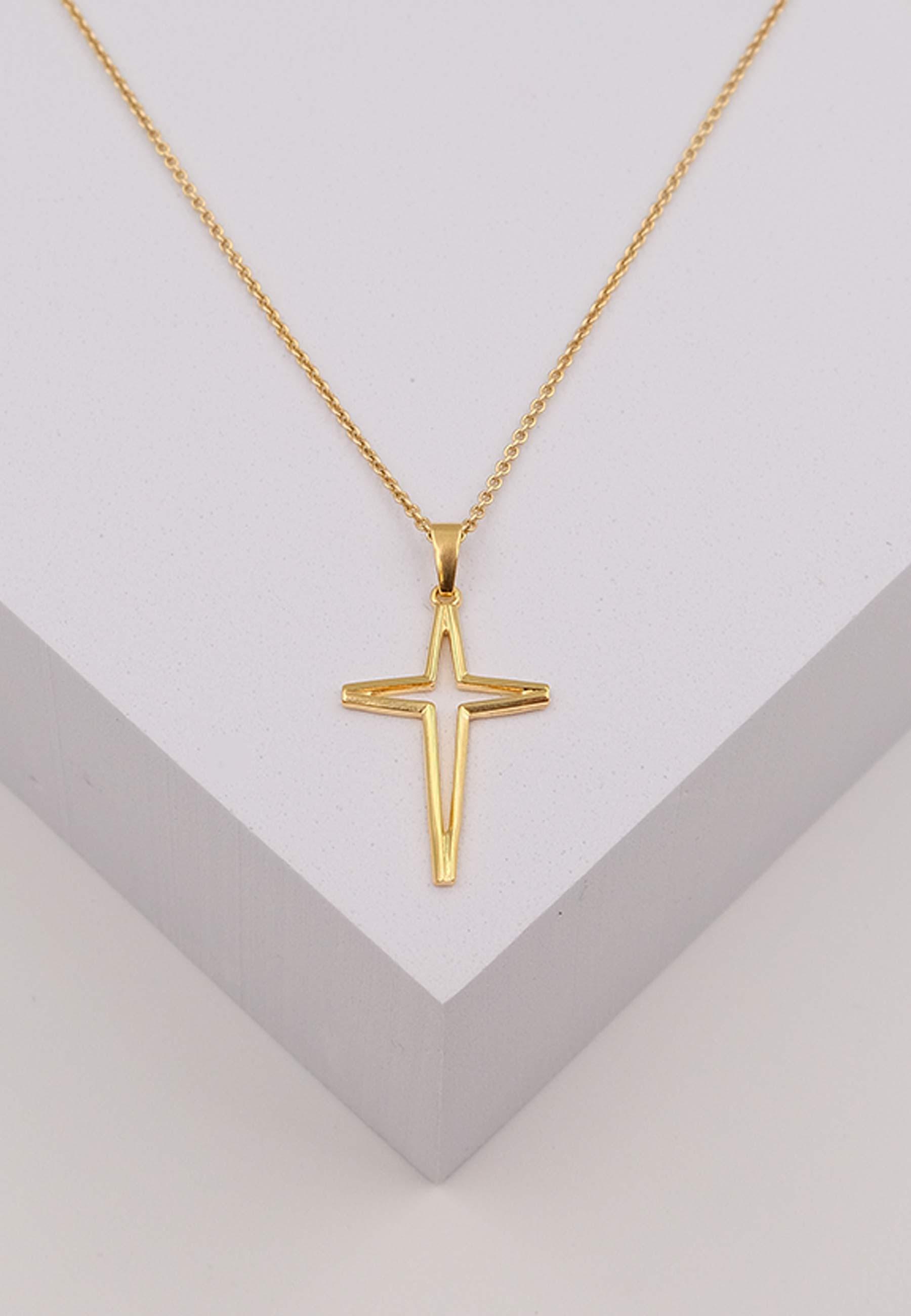 MUAU Schmuck  Anhänger Kreuz Gelbgold 750 offen 30x16mm 