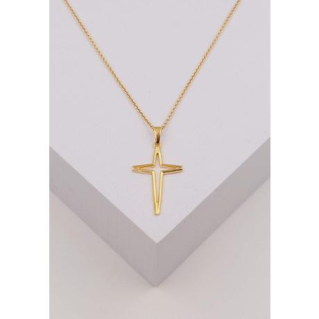 MUAU Schmuck  Anhänger Kreuz Gelbgold 750 offen 30x16mm 