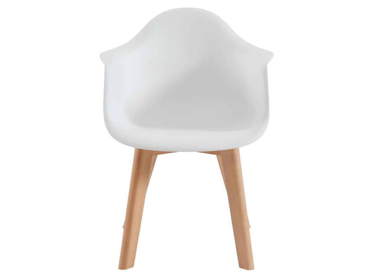 Vente-unique Lot de 2 chaises enfant avec accoudoirs en polypropylène et hêtre - Blanc - POUPINETTE  