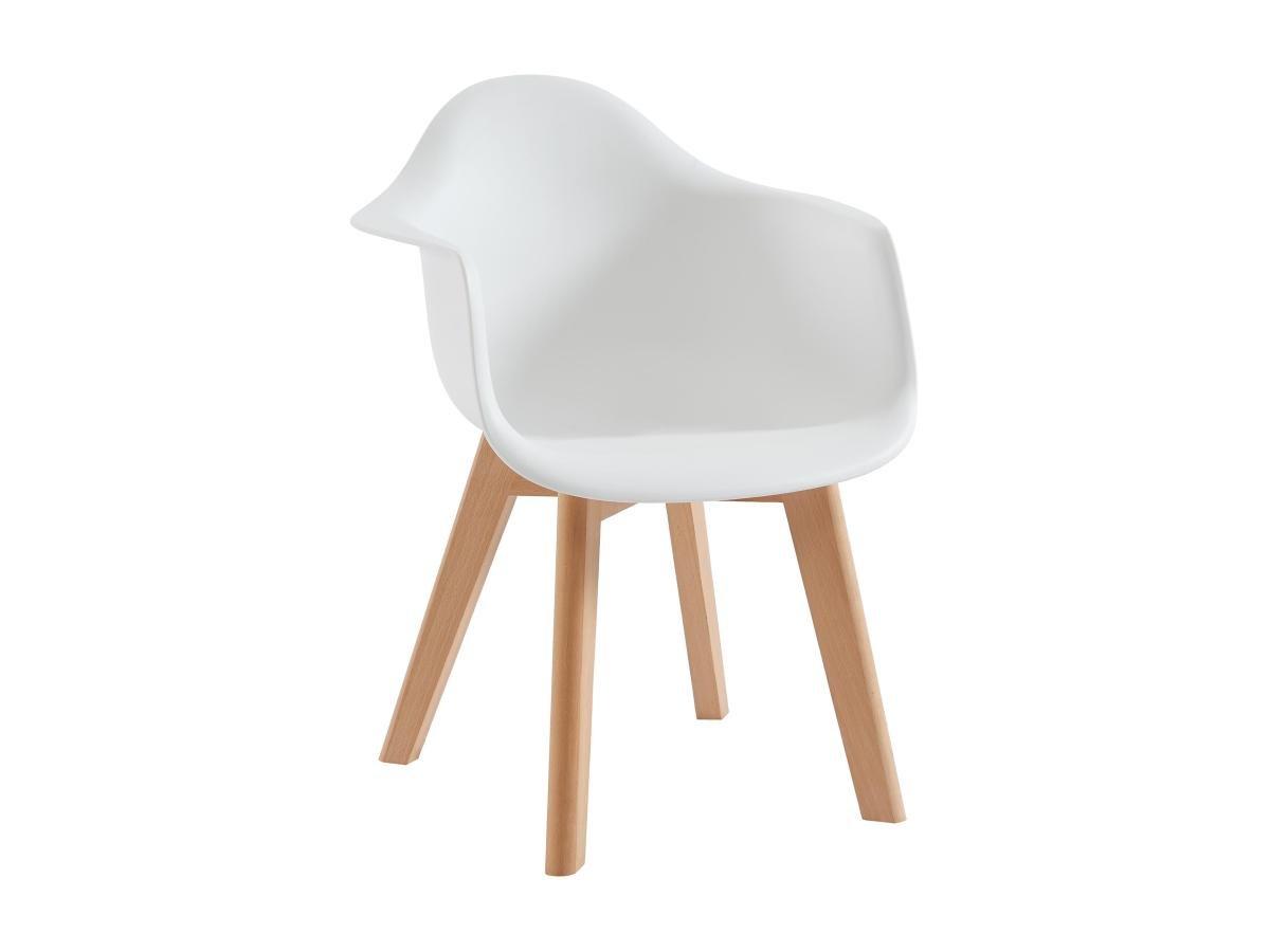 Vente-unique Lot de 2 chaises enfant avec accoudoirs en polypropylène et hêtre - Blanc - POUPINETTE  